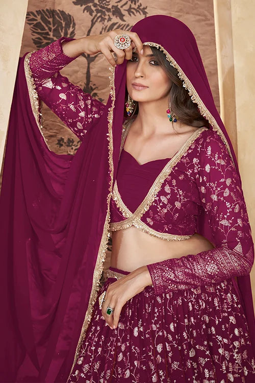 Wedding Collection For Women Wear Lehenga Choli With Dupatta Deep Pink Colour