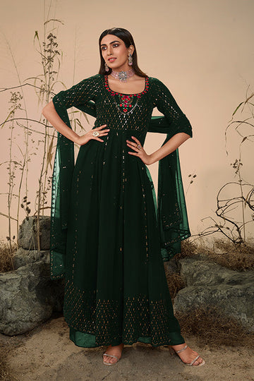 Georgette Embroidered Work Kurta Palazzo Dupatta Set