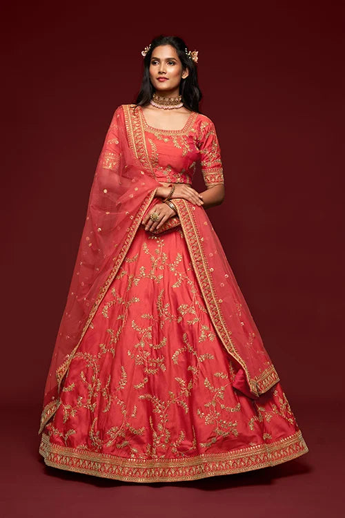 Art Silk Thread Zari Embroidery Lehenga Choli Set