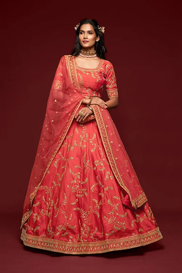 Art Silk Thread Zari Embroidery Lehenga Choli Set