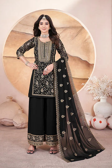 Black Embroidered Women Wear Three Piece Pakistani Suit