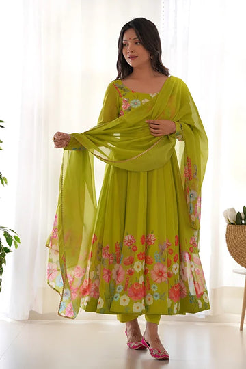 Liril Floral Printed Organza Anarkali Suit Online Shopping