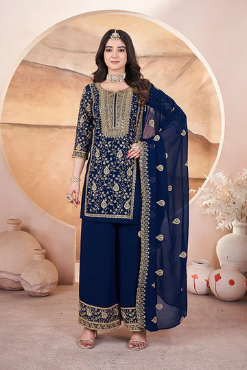 Blue Color Embroidered Pakistani Designs for Suits