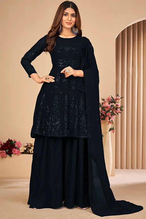 Beautiful Bridesmaid Sequins Kurta Sharara Set Dupatta