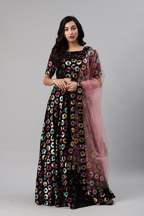 Black Sequins Embroidered Buy Indian Lehenga Choli Collection