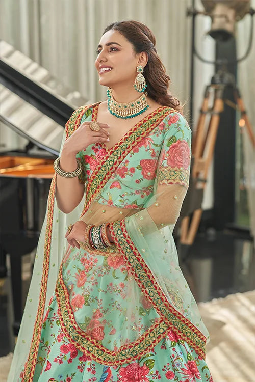 Beautiful Red Art Silk Digital Print Lehenga Choli