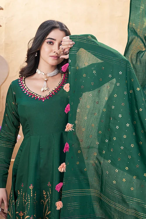 Shop Now Green Mirror Work Designer Salwar Suit