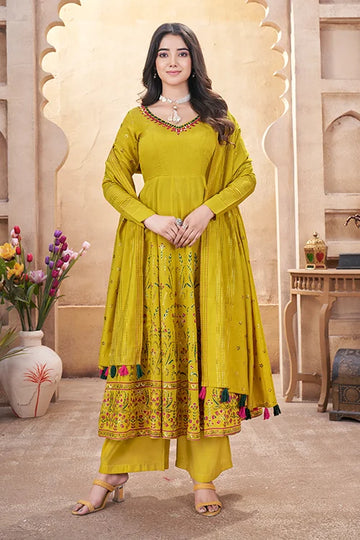Elegant & Trendy Fluorescent Yellow Haldi Salwar Suit