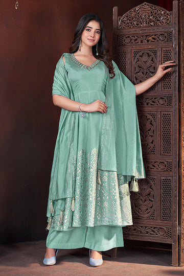 Beautiful Pista Color Ready to Wear Party Wear Salwar Suit