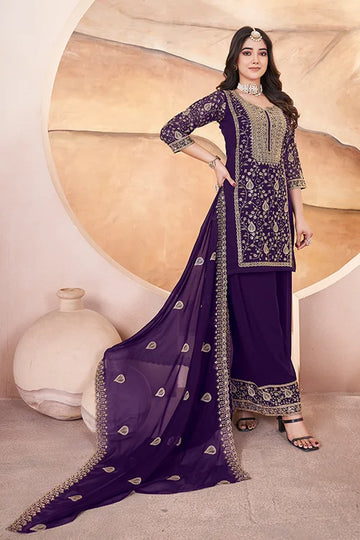 Purple Designer Embroidered Pakistani Designs for Suits