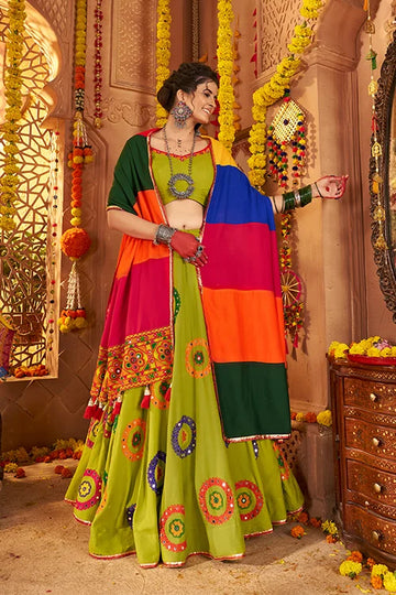 Vibrant Green Best Chaniya Choli for Navratri Garba
