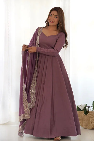 Stylish Long Anarkali Gown with Dupatta for Special Events