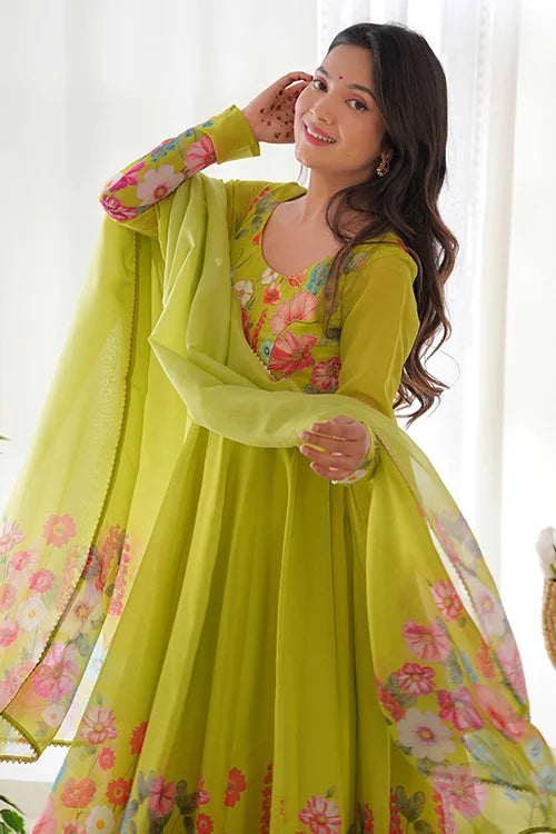 Liril Floral Printed Organza Anarkali Suit Online Shopping