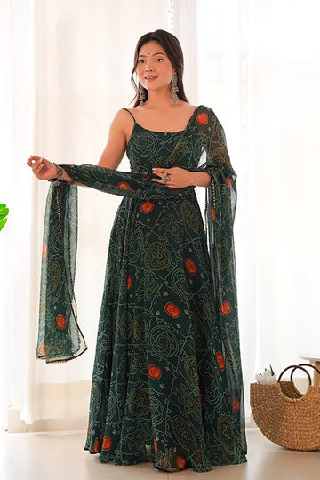 New Designer Chiffon Full Flair Ready to Wear Anarkali Gown with Dupatta Set