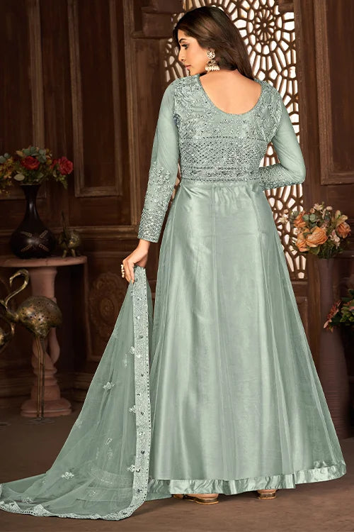 Party Wear Dori And Sequins Embroidered Work Dress