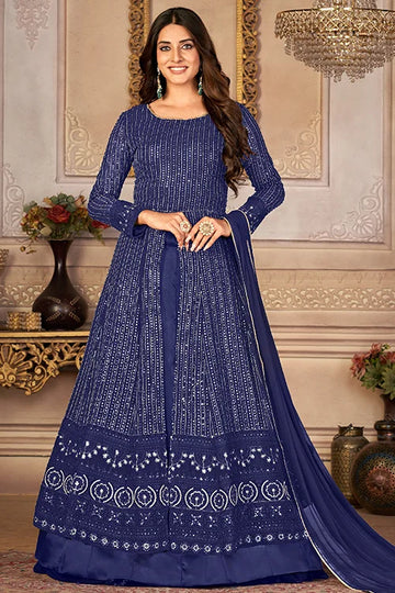 Party Wear Stylish Fox Georgette Sequins Embroidered Dress