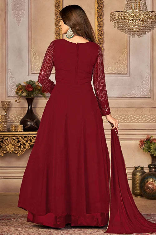 Party Wear Stylish Fox Georgette Sequins Embroidered Dress