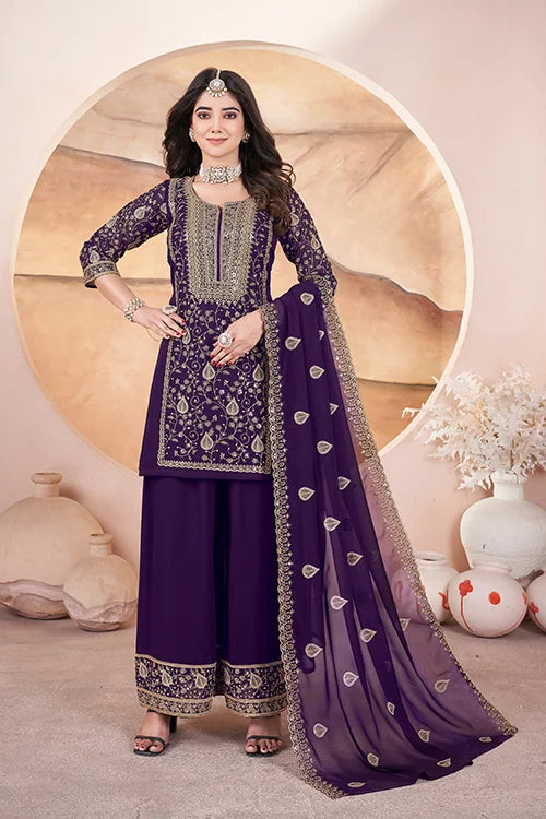 Purple Designer Embroidered Pakistani Designs for Suits