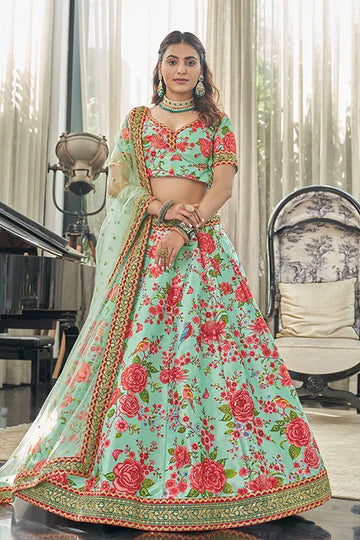 Beautiful Red Art Silk Digital Print Lehenga Choli