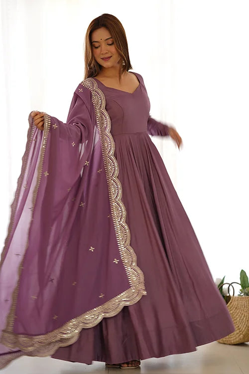 Stylish Long Anarkali Gown with Dupatta for Special Events