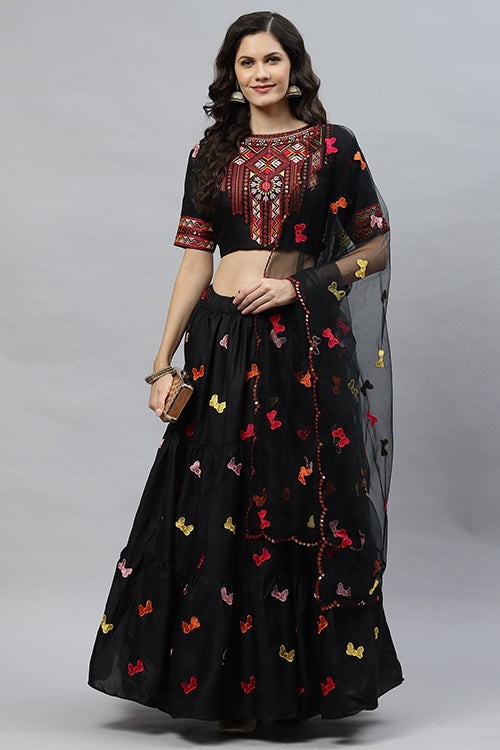Beautiful Cotton Multi Embroidered Lehenga Choli