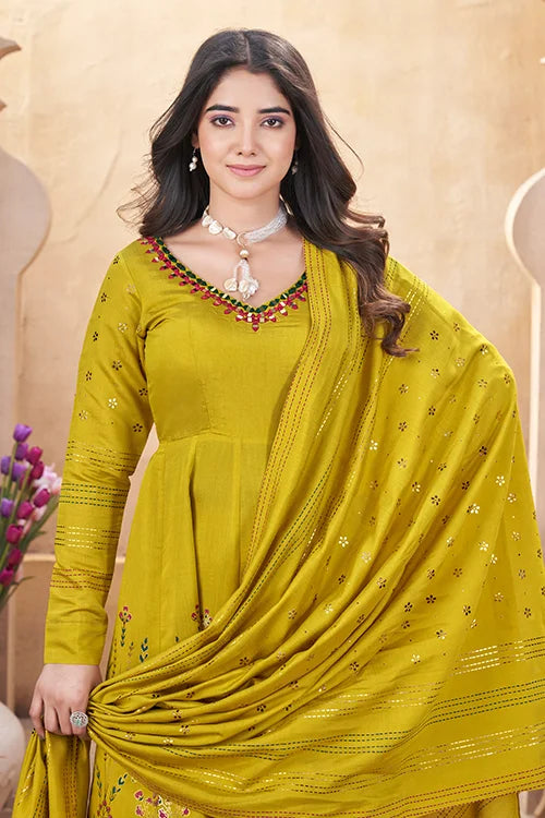 Elegant & Trendy Fluorescent Yellow Haldi Salwar Suit
