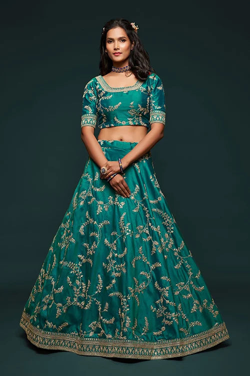 Wedding Collection For Bridal Wear Lehenga Choli With Dupatta Green Colour
