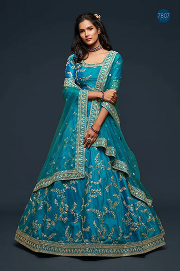 Wonder Collection In Women Wear Lehenga Choli With Dupatta Teal Blue Colour