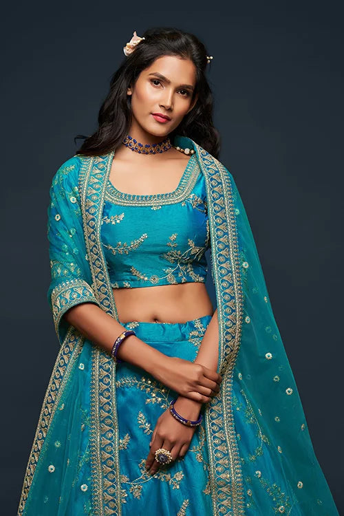 Wonder Collection In Women Wear Lehenga Choli With Dupatta Teal Blue Colour