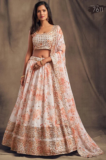 Wonderful Wedding Collection For Women Wear Lehenga Choli With Dupatta White Colour