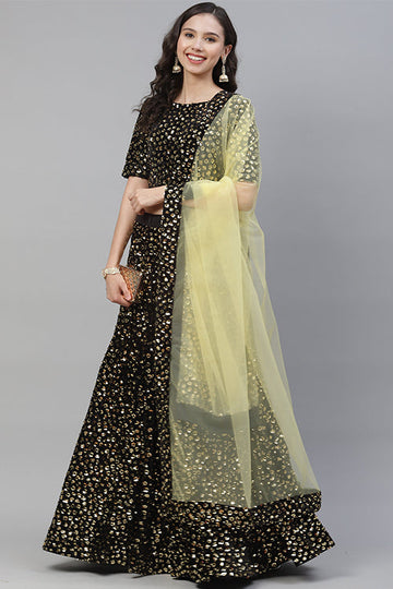 Yellow Sequins Bollywood Style Velvet Lehenga Choli Collection