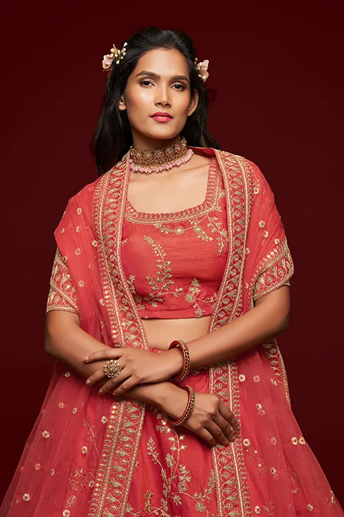 Art Silk Thread Zari Embroidery Lehenga Choli Set