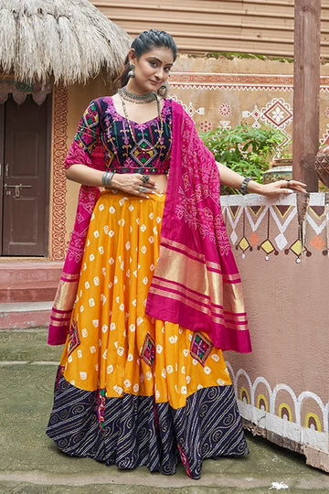 Beautiful Print with Yellow Chaniya Choli for Navratri