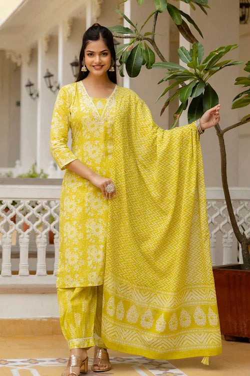 Yellow Kurti with Dupatta - Perfect for Festive Wear